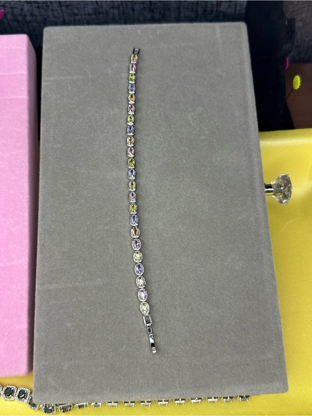 Multi-Color Cubic Zirconia Tennis Bracelet - Silver